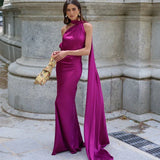 MQTIME  -  Elegant Satin Long Dresses Women Chic Fashion Solid Slim High Waits Female Robe With Ribbon Summer Lady Party Vestidos 2025 New
