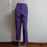 MQTIME  -  New Women Casual Pants High Waist Slim-fit Basic Pants Popular Hot Sale Plaid Color Straight Style Daily Trousers
