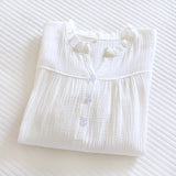 MQTIME  -   Sexy Sleepwear Women Cotton Night Dress V-Neck Long Sleeve Nighties Spring Summer New Nightgown Nightdress