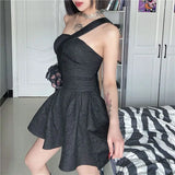 MNQTIME  -   Sexy Black Mini Dress Women Party Dresses Gothic Short Dresses Evening Dress Harajuku Floral 2024 Summer Club Outfit