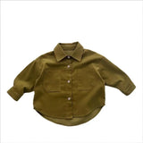  MQTIME  -  Autumn New Children Long Sleeve Shirts Cotton Girls Vintage Solid Coat Fashion Boys Casual Lapel Shirts Kids Clothes