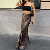 MQTIME  -  Women Elegant Long Leopard Skirt for Summer New Fashion Women Retro Floor Slim Skirts Women Long Leopard Print Skirts