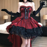 MQTIME  -  Handmade Rose Nebula Gothic Red Lolita Evening Wedding Dress Girls Birthday Party Bar Mitzvah Trailing Lolita Princess Dress