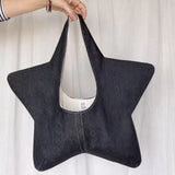 MQTIME  -  Y2K Street Style Women Star Shaped Underarm Tote Bag Creative Solid Color Novelty Design Large Capacity Daily Travel Handbag