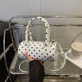 MQTIME  -  Niche Polka Dot Bag for Women French Retro Underarm Crossbody Bag, Exquisite Hand-Held Women's Cylindrical Bag