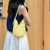 MQTIME  -  Harajuku Yellow Straw Bag Purse Women Hot Girls Weaving Chic Casual Shoulder Bags Ladies Holiday Beach Bag Handbag New