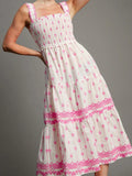 MQTIME  -  Women s Boho Floral Print Sleeveless Maxi Dress with Adjustable Spaghetti Straps for Summer Beach Vacation Style