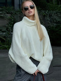 MQTIME  -  Turn-down Collar Back Split Sweater Women Elegant Full Sleeve Knitted Loose Fit Top Lady early autumn Chic Casual knit top