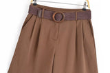 MQTIME  -  summer women's clothing casual versatile fashion with belt temperament loose mid-waist pleated casual shorts