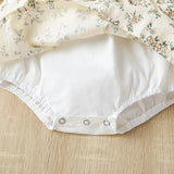 MQTIME  -  2025 Spring New Baby Girls Clothes Long Sleeve Toddler Girls Floral One Piece And Hat 2 Pcs Baby Bodysuits