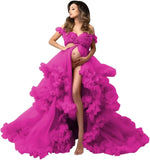 MQTIME  -  Puffy Ruffles Tulle Maternity Dresses for Photoshoot Gowns Baby Shower Dress Bridal Lingerie Robe vestidos para embarazadas