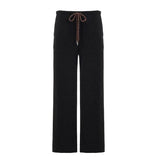 MQTIME  -  Casual Pants Woman Office Autumn Fashion Solid Colorful Waist Elastic Line Long Low Length Leg Full-Length Classical High Rise