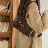 MQTIME  -  Retro Handheld Commuter Bag Women's Large-capacity Bowling Bag Autumn Zipper Underarm Bag Double Strap Shoulder Bag