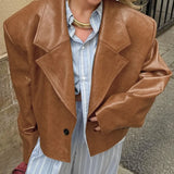 MQTIME  -  Autumn and Winter New Suit, Collar Leather Jacket Jacket Feminine Design Sense and Fashionable Temperament