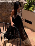 MQTIME  -  Sexy Dress Women Fashion Jacquard Patchwork See Through Backless Low-Neck Sleeveless Trend Vacation Party Bodyocn
