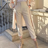 MQTIME  - 2024 New Chic Fashion Woman Pants Office Wear Pants for Women Vintage High Waist Zipper Fly Female Ankle Trousers Mujer Gothic