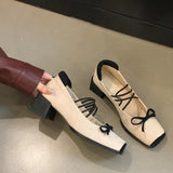 MQTIME  -  New Mary Jane Shoes Thick Heel Women Suede Square Toe Shallow Ballet Shoes Designer Female 2024 Autumn Eelgant Dress Pumps