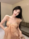 MQTIME  -  Mini Dresses Women Rhinestone Off Shoulder Bow Slim Backless Irregular Solid Backless Party Dress Elegant Ladies Sweet
