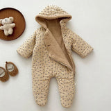 MQTIME  -  New Winter Toddler Baby Girl Thicken Warm Romper Long Sleeved Hooded Print Baby Jumpsuit Children Thicken Warm Clothes