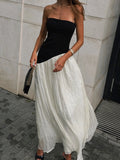MQTIME  -  Spring/summer New Fashion Temperament Slim Dress Contrasting French Elegant Long Skirt A-line Skirt