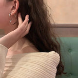 Mqtime Trendy Heart Alloy Earring For Women Girls Cute Silver Color Geometric Metal Earrings Party Birthday Daily Jewelry Accessories