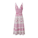 MQTIME  -  Women's Boho Floral Smocked Maxi Dress Y2k Patchwork Lace Layered Long Beachwear Dresses Casual Flowy Summer Sundress