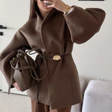 MQTIME  -  Autumn and Winter New High-end Collection Waist Woolen Coat, Women's Design Sense, Temperament and Fashion 2025