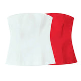  MQTIME  -  Women's Satin Textured Off-Shoulder Tops Fashionable Simple Sleeveless Short Tops Wrap Style for Stylish Casual Wear