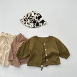  MQTIME  -  Autumn New Children Long Sleeve Coat Solid Baby Boys Vintage Jacket Fashion Kids Girls Casual Cardigan Toddler Clothes