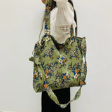 Mqtime Fashion Floral Corduroy Shoulder Bag Women Vintage Flower Print Woman Messenger Bag Casual Simple Shopping Cloth Handbag Female