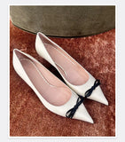 MQTIME  -  Butterfly Knot Color Blocked Single Shoes for Women New Style Pointed Shallow Mouth Slim Heel High Heels