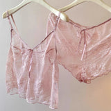 MQTIME  -  Summer Women Lace Pajama Sets Sexy Perspective Sleepwear Sleeveless Camisole+Shorts Thin Femlae See Through Home Clothing Suits