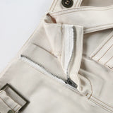 MQTIME  -  Safari Style Low Waist Belt Decor Mini Skirts Women Grunge Streetwear E-girl Fashion Pockets Bodycon Skirt Y2K Bottoms