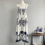 MQTIME  -  Temperament Vintage Summer Loose V Neck Summer Vacation Print Loose A-LINE Bohemian Long Dresses