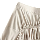 MQTIME  -  Elegant Pleated Long Skirts For Women Casual High Waist Asymmetrical Flared Skirts Solid Color Spring Summer Female Slim Skirts