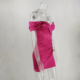  MQTIME  -  Irregular Solid Color Strapless Deep V Sexy Dress Women High Waist Slim Short Dress Female Spring Party Clothing 2026
