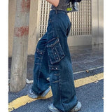 MQTIME  -  Summer Womens Jeans High Waist Baggy Casual Vintage Y2K Plus Size Straight Cargo Pants Street American Wide Leg Denim Trouser