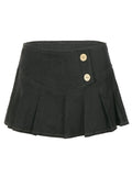 MQTIME  -  American Streetwear Vintage Solid High Waist A-LINE Folds All Match Skirts