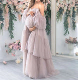  MQTIME  -  Elegant Sleepwear Women Bathrobe Off Shoulder Ruffles Wedding Bridal Robe Customize Nightgown Pajamas
