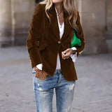 MQTIME  -  Outerwear For Women Long Sleeve Turn Down Collar Loungewear Jackets Solid Single Button Cardigan Coats Streetwear