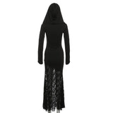 MQTIME  -  Fall 2025 New Women's Solid Color Slim High Waist Street Fashion Hooded Long Sleeve Dress