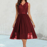 MQTIME  -  Summer New Elegant Dresses Women Plus Size Women Elegant Evening Wedding Lace  Chiffon High Low Dress Female Clothing