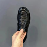  MQTIME  -  European Station Business Casual Board Shoes New Low Top Men's One Step Casual Pure Leather Men's Bean Shoes