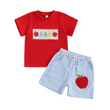 MQTIME  -  Boys Back to School Outfit Graphic Print Short Sleeve T-shirt with Denim Shorts Set for Summer Toddler Fashion