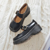 MQTIME -  New Arrival Japanese Style Vintage Buckle Mary Janes Shoes Women'S Shallow Mouth Casual Student Leather Shoes Thick Bottom