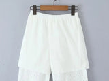 MQTIME  -  Hollow Out Cotton Women's 2 Pieces Set White Summer Pants Set Embroidery Top Pants Suit Matching Set Beach Casual Pants