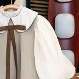 MQTIME  -  Baby Girl Princess Bow Dress Long Sleeve Infant Toddler Teen Child Peter Pan Collar Vestido Party Birthday Baby Clothes 1-12Y