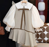 MQTIME  -  Baby Girl Princess Bow Dress Long Sleeve Infant Toddler Teen Child Peter Pan Collar Vestido Party Birthday Baby Clothes 1-12Y