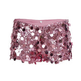 MQTIME  -  Women Sparkling Sequins Night Club Party Shorts Sexy Low Waist Slim Y2K Streetwear Bottoms Summer Holiday Outfitss All Matching