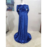  MQTIME  -  Pleuche Long Maternity Photography Props Pregnancy Dress Sexy Shoulderless Maxi Gown Clothes For Pregnant Women Photo Shoot